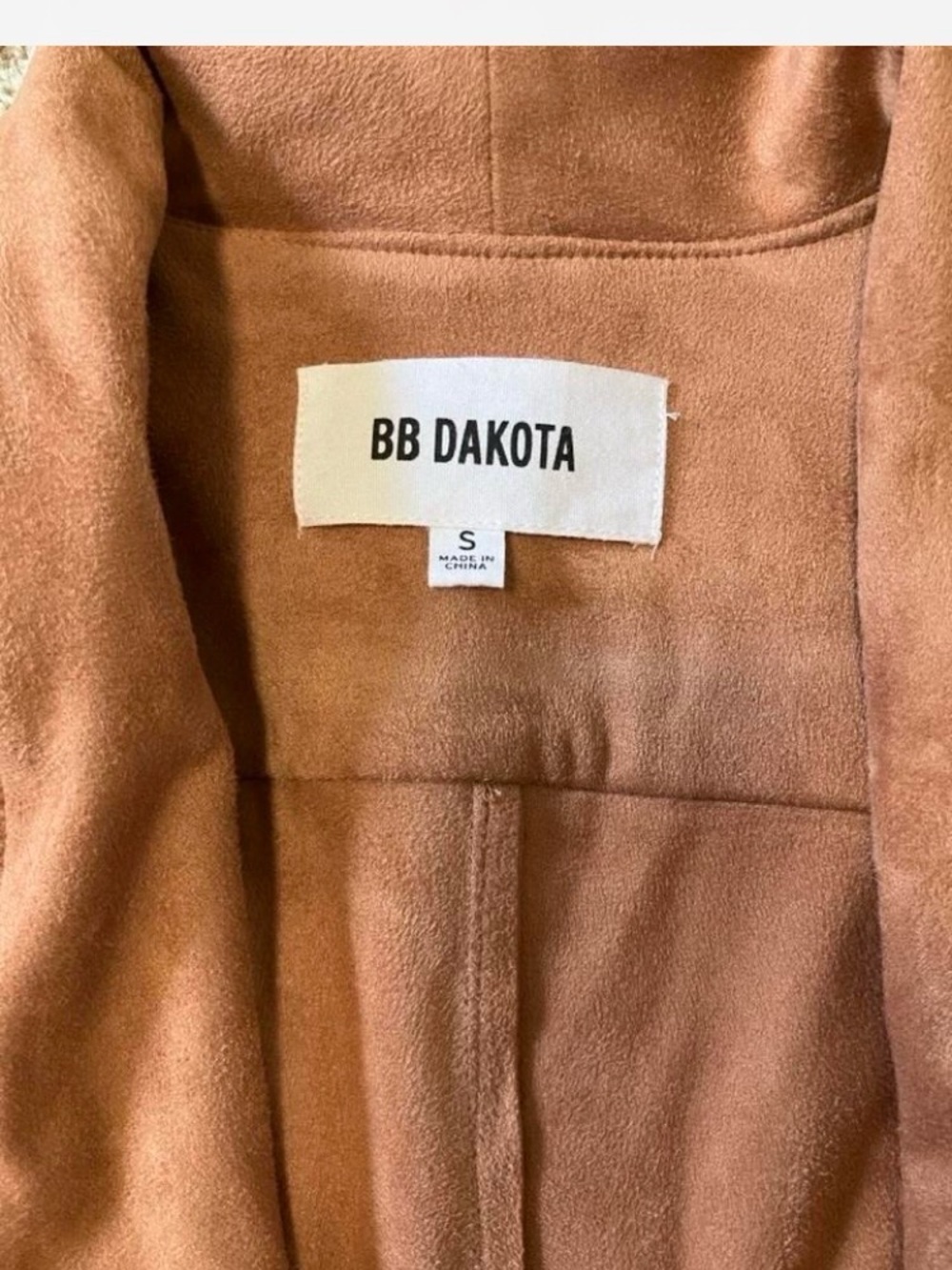 BB Dakota Women's Faux Suede Drape Waterfall Front Jacket Brown Size Small - Picture 7 of 8